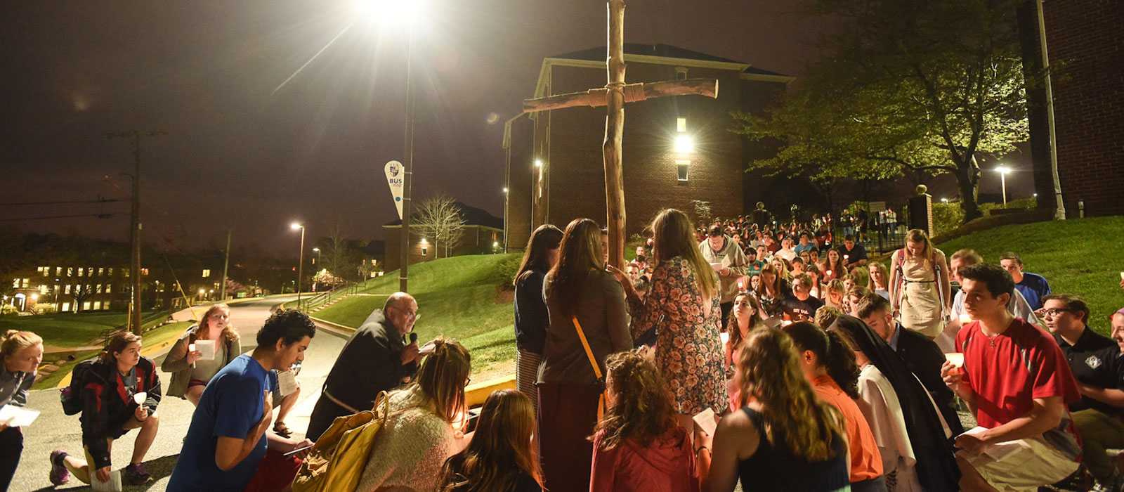 Students participating in Way of the Cross