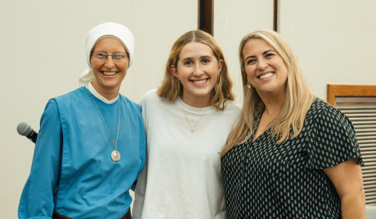 Sister A, A student, and Julie Smiling