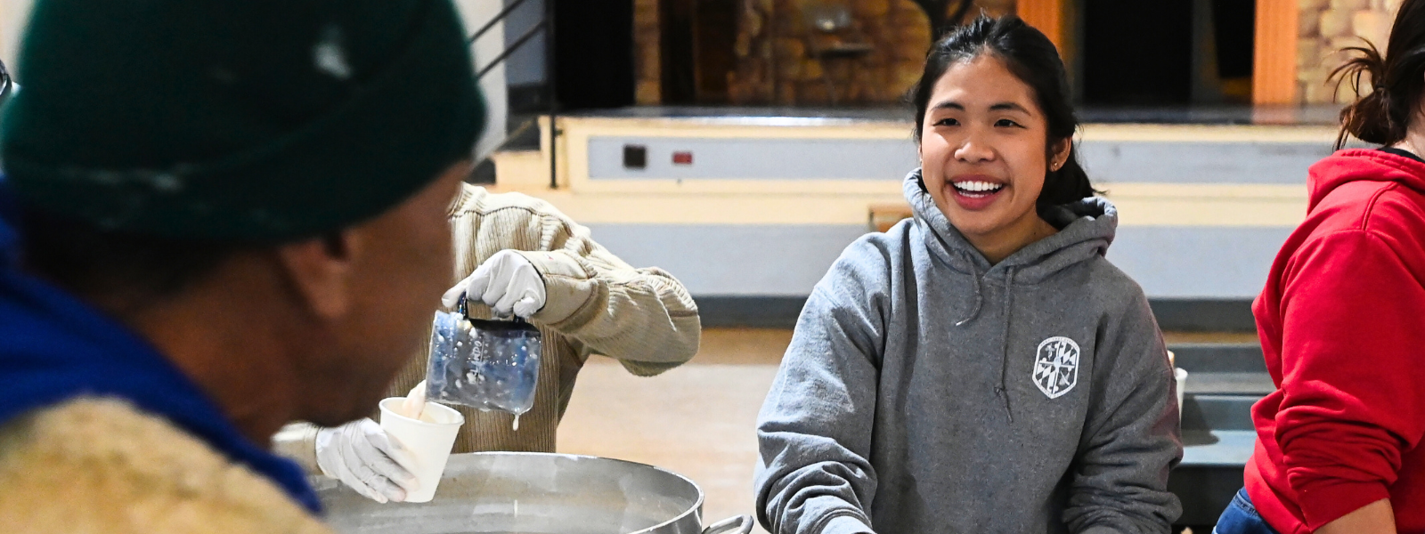 Student serving homeless